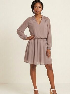 Massimo Light Taupe Lace Shoulder Romper Dress